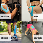 kinesiolgy tape precut for shoulders knees, achillese, and lower back